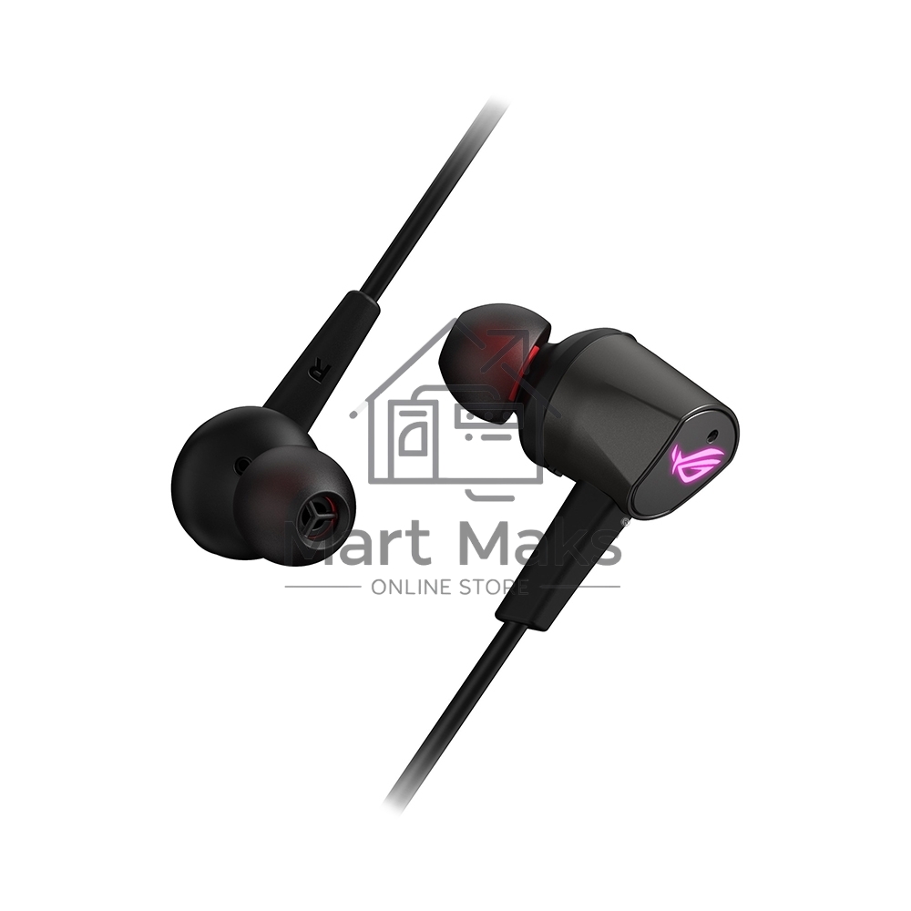 Игровые наушники чёрные ASUS ROG Cetra II (вкладыши, USB-C, RGB подсветка, ПУ, чехол, 90YH02S0-B2UA00)