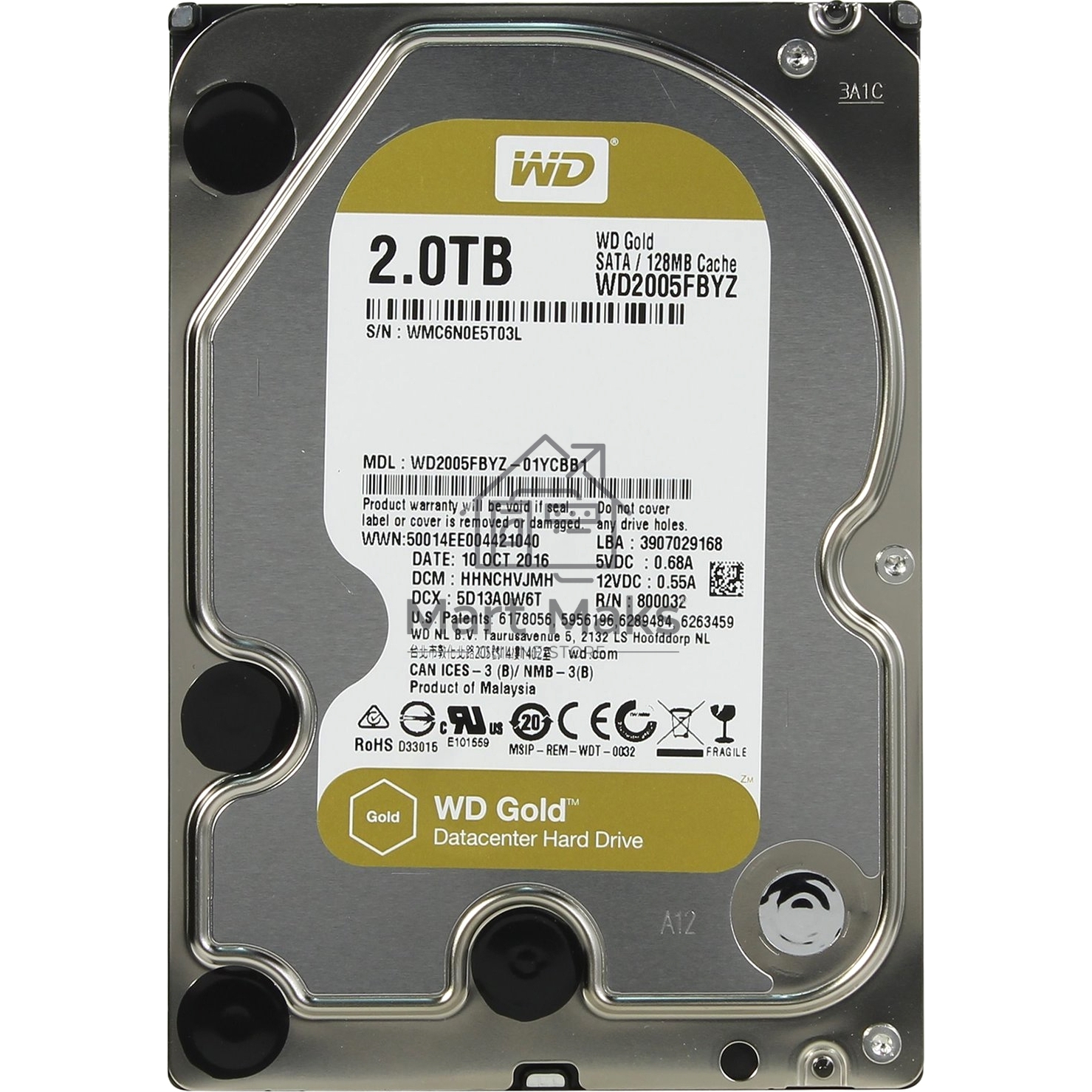 Жесткий диск WD Original SATA-III 2Tb WD2005FBYZ Gold (7200rpm) 128Mb 3.5