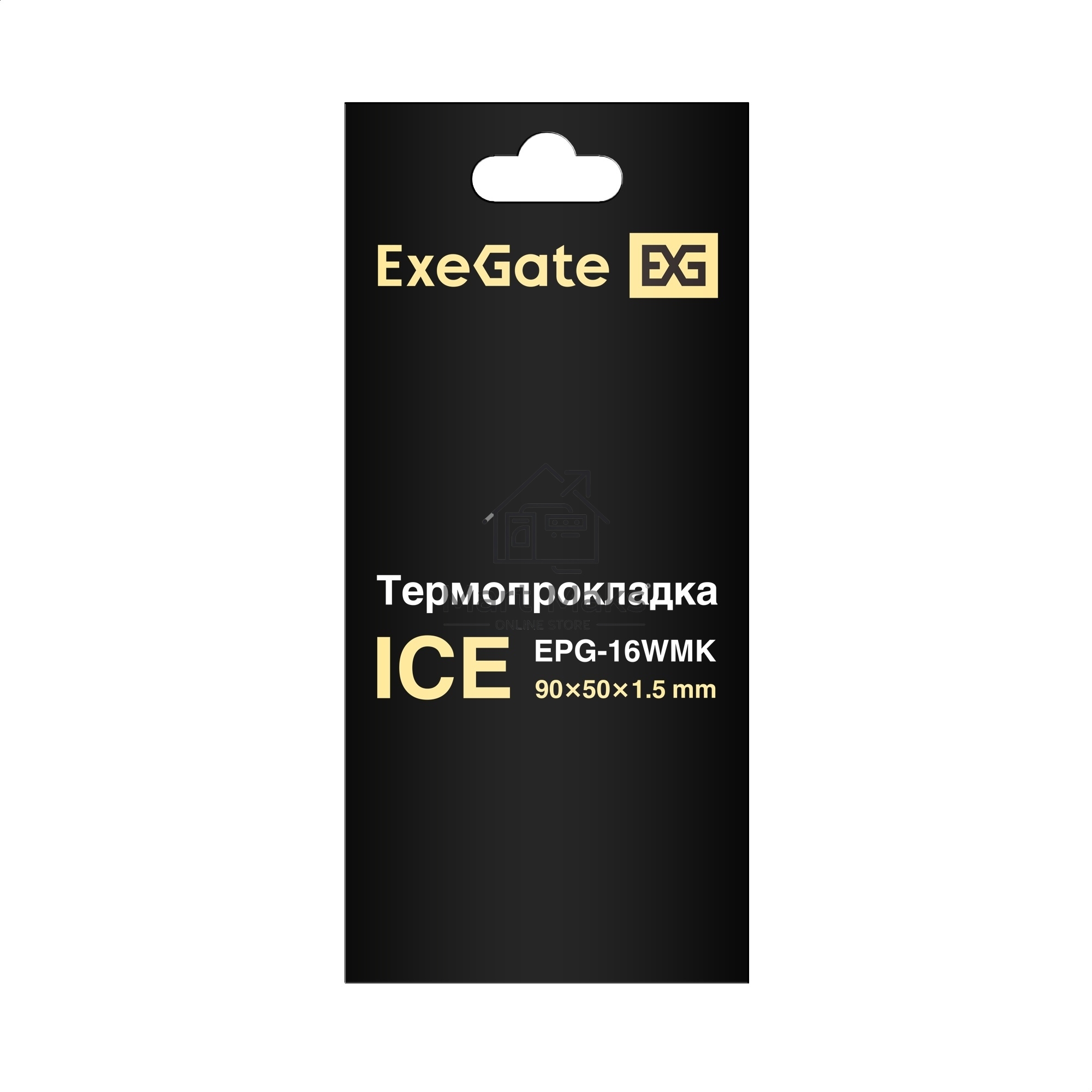 Термопрокладка ExeGate Ice EPG-16WMK (50x90x1.5 mm, 16 Вт/ (м•К), теплопроводящая клейкая двухсторонняя)
