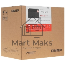 Сетевое хранилище без дисков SMB QNAP TVS-675-8G NAS, 6-tray w/o HDD, 2xM.2 SSD Slot, 1xHDMI-port. CPU 8-сore 64-bit x86 KX-U6580 2.5 GHz, 8GB DDR4 (1 x 8GB) up to 64GB (2 x 32GB), 2x 2.5 Gigabit LAN