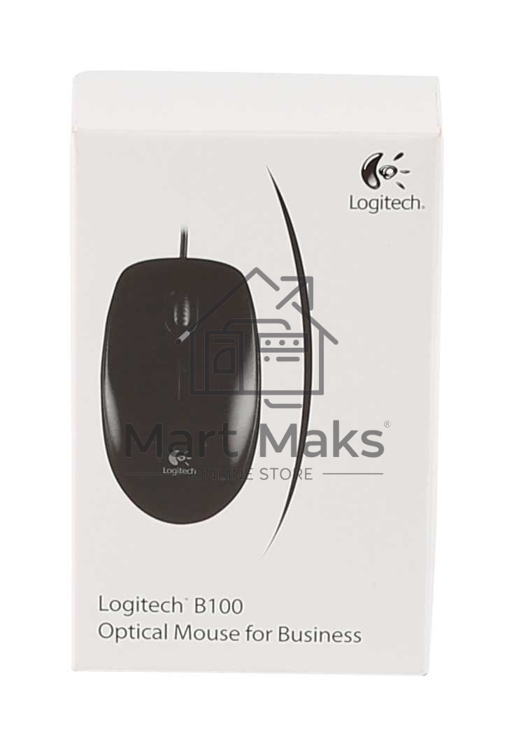 Мышь проводная Logitech B100 черный, 1000 dpi, USB, кнопки - 3
