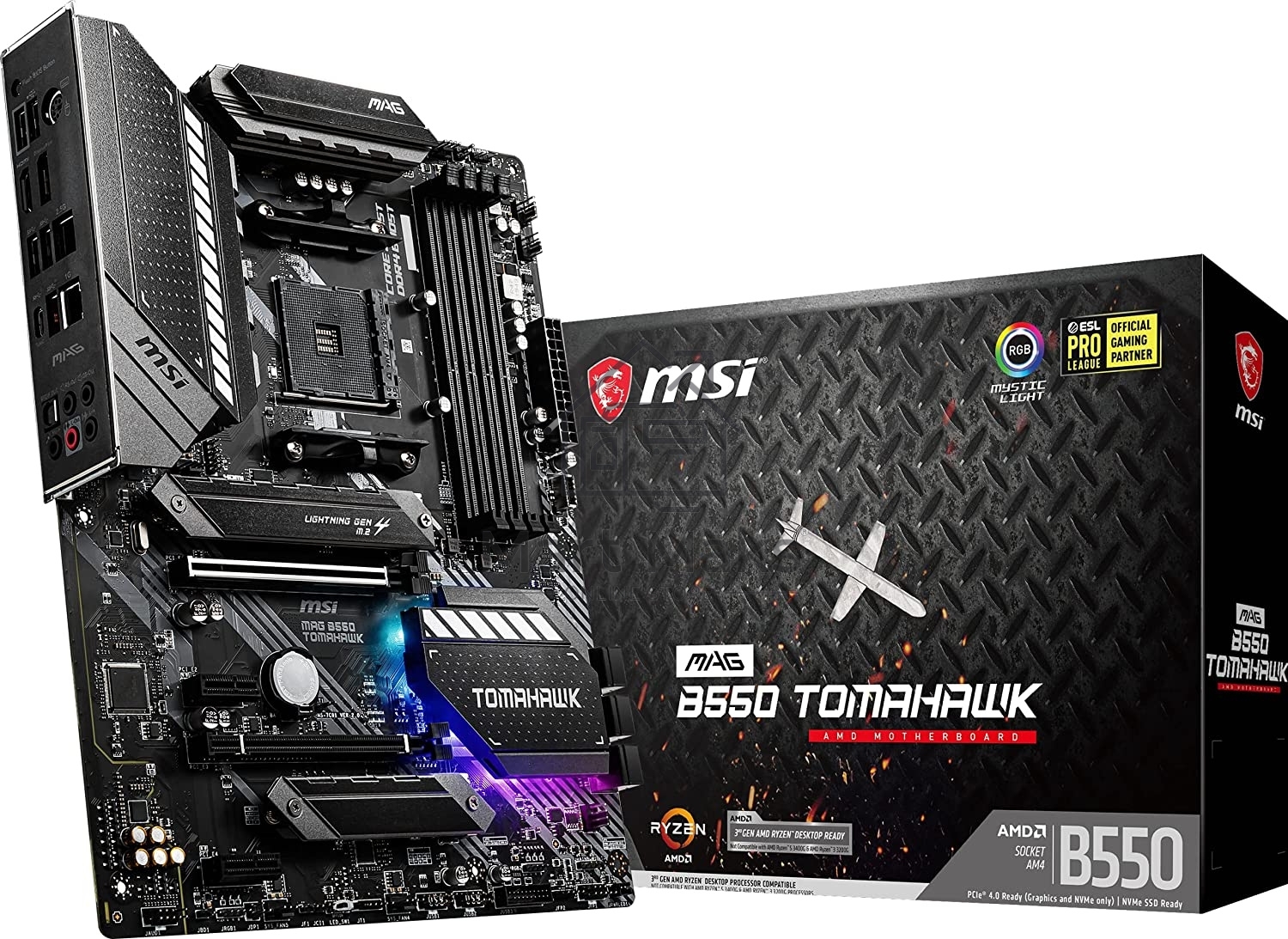 Материнская плата MSI MAG B550 TOMAHAWK MAX WIFI, AM4, AMD B550, 4xDDR4, 6xSATA, 2xM.2, 1xPCI-E 4.0 x16, 1xPCI-E 3.0 x4, 2xPCI-E x1, 1xHDMI, 1xDP, 1x 2.5Gb LAN, 2xUSB-A 2.0, 2xUSB-A 3.2 Gen 1, 1xUSB-A 3.2 Gen 2, 1xUSB-C 3.2 Gen 2, 5x3.5 мм, 7.1, ATX