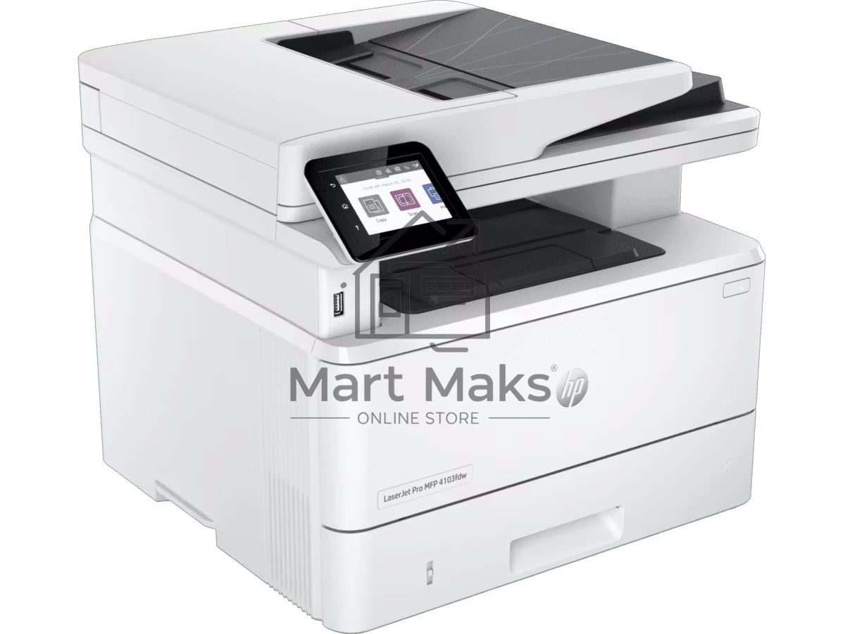МФУ лазерный HP LaserJet Pro 4103fdw (2Z629A), A4, ч/б, печ. до 40 стр/мин., скан. до 29 стр/мин., 1200 x 1200 dpi (печать) 600x600dpi (скан.), USB, RJ-45, Wi-Fi, BlueTooth, Air Print, Mopria