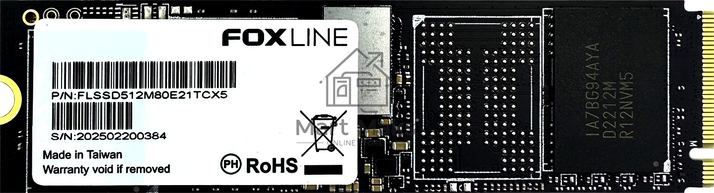 Твердотельный накопитель Foxline SSD X5-E21T, 512GB, M.2(22x80mm), NVMe, PCIe Gen4x4, 3D TLC, R/W 5100/4600MB/s, IOPs 780 000/924 000, TBW 500, DWPD 1.3 (2 года)