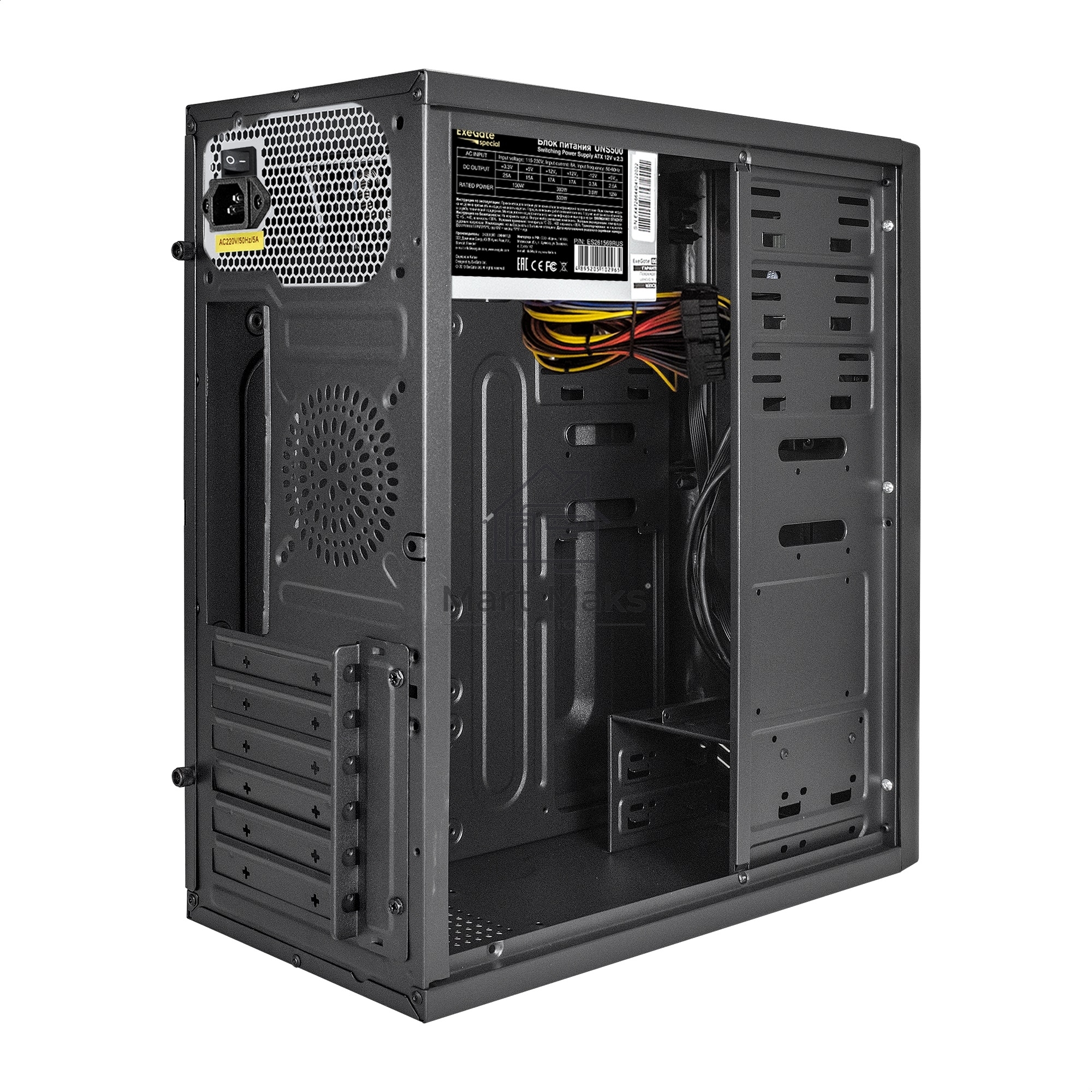 Компьютерный корпус Miditower ExeGate XP-340U-UNS500 (ATX, БП UNS500 с вент. 12см, 1*USB/2*USB 3.0, аудио)