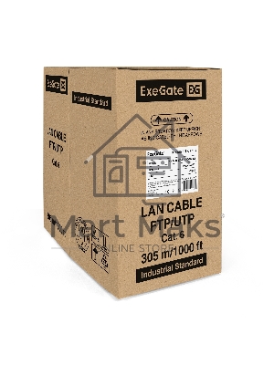 Кабель ExeGate UTP 4 пары кат.6 медь, 23AWG, бухта 305м, серый PVC