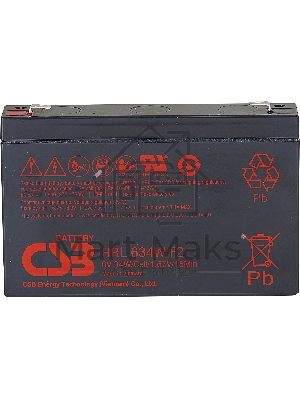 Аккумулятор 6V 9Ah CSB HRL634W (HRL634WF2FR) клеммы F2, огнеупорные