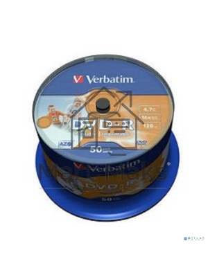 Диск DVD-R Verbatim 4.7Gb 16x Cake Box (50шт) Printable (43533)