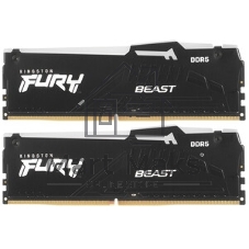 Оперативная память Kingston Fury Beast Black RGB, DDR5, 64Gb (2x32 Gb), 5200 MHz, CL40, радиатор, RGB, черный