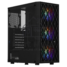 Компьютерный корпус Miditower ExeGate EVO-8243-EVO800 (ATX, БП EVO800RGb с вент. 12 см, 2хUSB+1хUSB 3.0, черный, 3 вент. с RGb подсветкой, боковая панель - закаленное стекло)