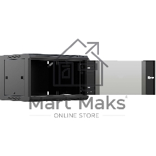 Шкаф настенный телекоммуникационный NTSS W 9U 600х450х500 мм, 2 профиля 19, дверь стеклянная, боковые стенки съемные, задняя стенка, разобранный, черный RAL 9005 NTSS-W9U6045GS-2BL
