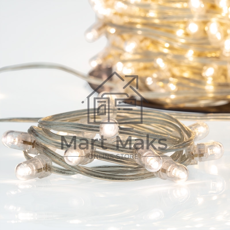 Гирлянда Neon-night LED Клип-лайт 12 V, прозрачный ПВХ, 150 мм, цвет диодов теплый белый