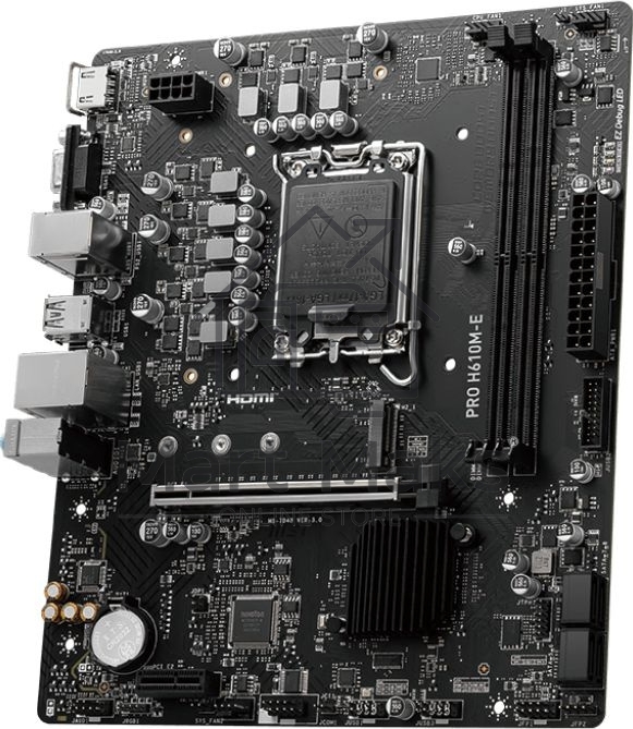 Материнская плата MSI PRO H610M-E, LGA 1700, Intel H610, 2xDDR5, 4xSATA, 1xM.2, 1xPCIe 4.0 x16, 1xPCIe 4.0 x1, 1xHDMI, 1xVGA, 1xRJ45 1Gb, 2xUSB-A 3.2 Gen 1, 4xUSB-A 2.0, 3x3.5мм, 7.1, mATX