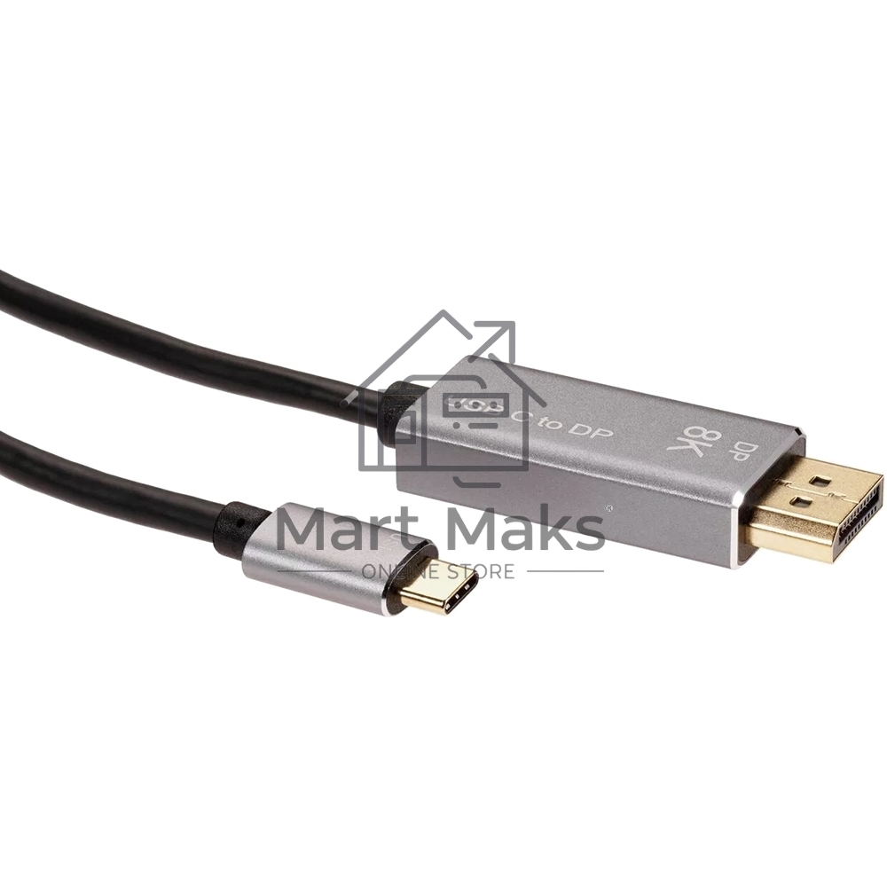 Кабель-адаптер VCOM USB Type-Cm --> DP1.4v (m) 8K@60Hz, 1.8m, Alum Shell