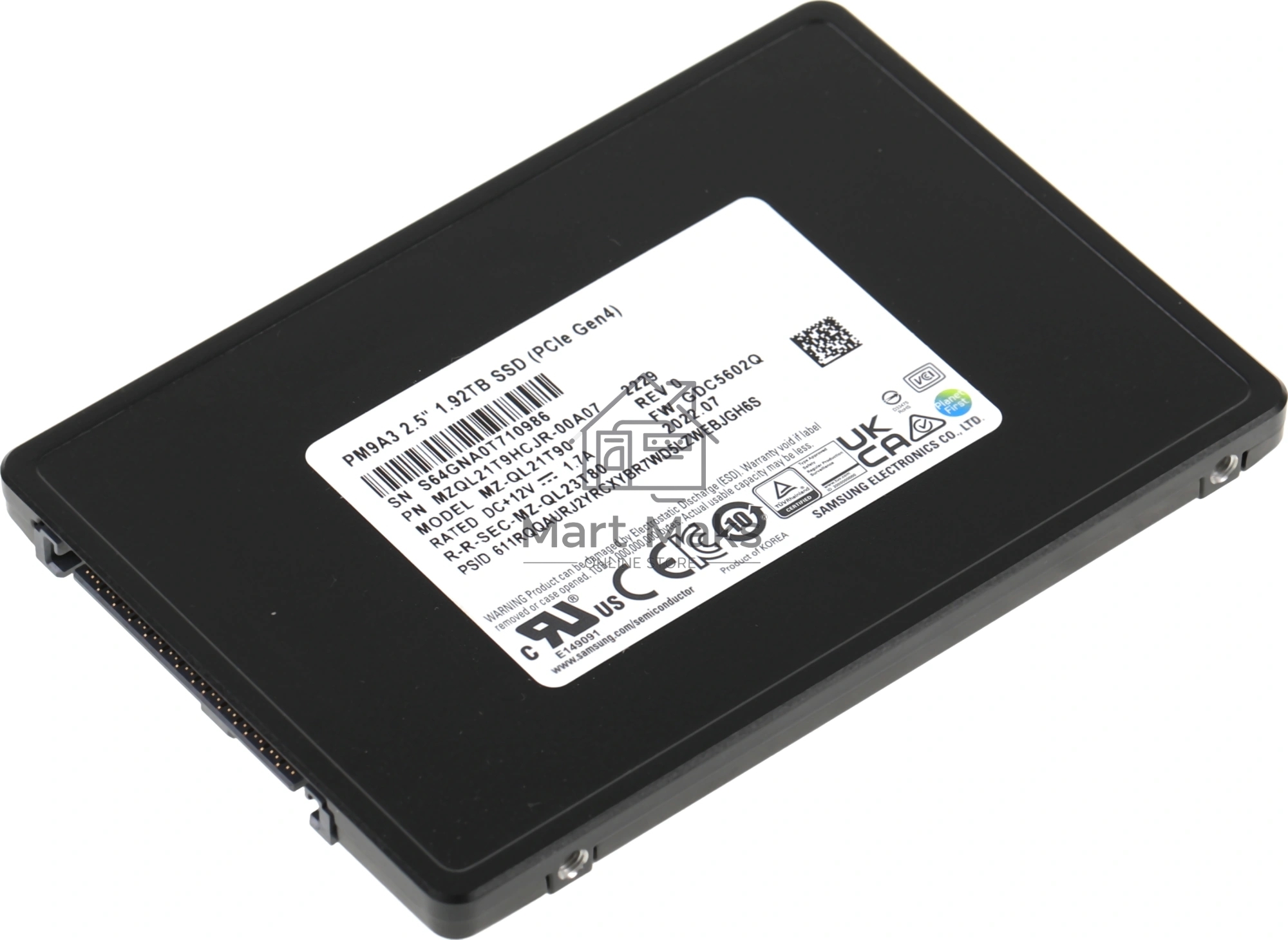 Накопитель SSD Samsung Enterprise, 1.92Tb, PCIe 3.1 x4, 2.5