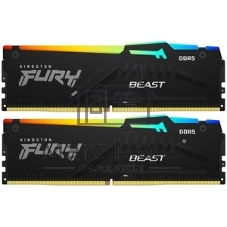 Оперативная память Kingston Fury Beast Black RGB, DDR5, 64Gb (2x32 Gb), 5200 MHz, CL40, радиатор, RGB, черный