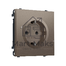 Комплект механизма электрической розетки SIGMA Темная бронза матовый 50Hz 2P+E с/з с/ш 16A-250V QUANT PRO (SP6370, PR141)