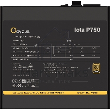 Блок питания Ocypus Iota P750, 750Вт, 80+ Gold, 120мм, модульный, черный