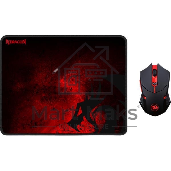 Мышь беспроводная + коврик Defender Redragon M601WL-BA черный, 2400 dpi, радиоканал, USB, кнопки - 6