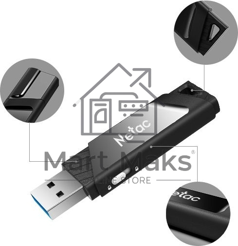 Флешка USB R/W R/W Netac U336S NT03U336S-064G-30BK, 64Gb, USB3.0, пластиковая с защитой от записи