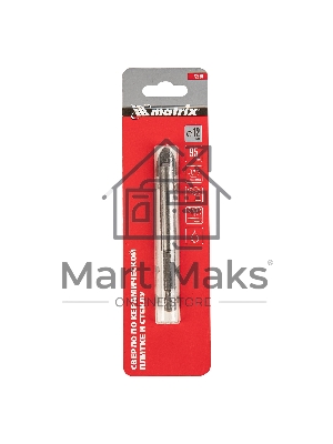 Сверло по керамической плитке и стеклу Matrix, 12 мм, 6-гр хвостовик