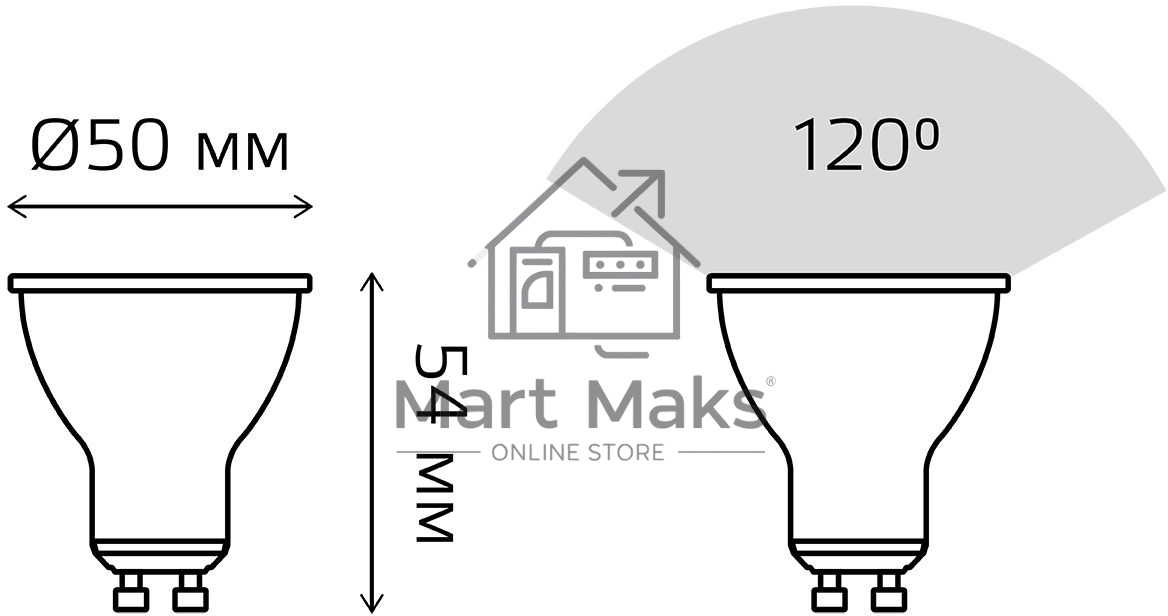 Лампа светодиодная LED MR16 GU10 7Вт 4100К 1/10/100 Gauss 101506207