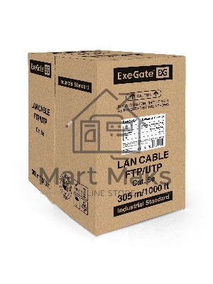 Кабель ExeGate UTP 2 пары кат.5e медь, 24AWG, бухта 305м, серый, PVC