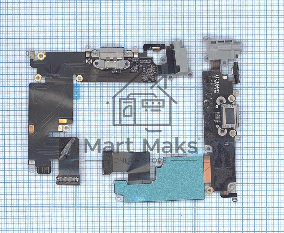 Шлейф разъема питания с аудио-разъемом для iPhone 6 Plus черный