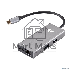 Адаптер VCOM CU459 Type-Cm --> RJ-45+2USB3.0(f) + PD100 Вт Alum Shell