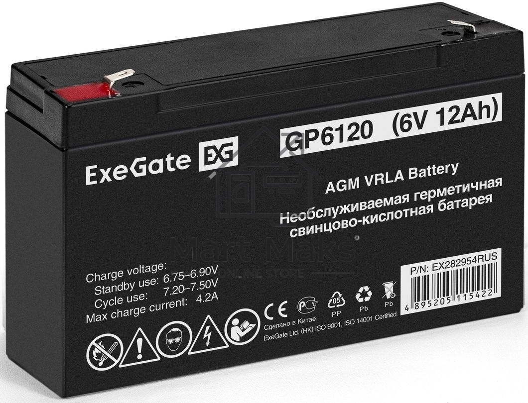 Батарея ExeGate GP6120 (6V 12Ah), клеммы F1