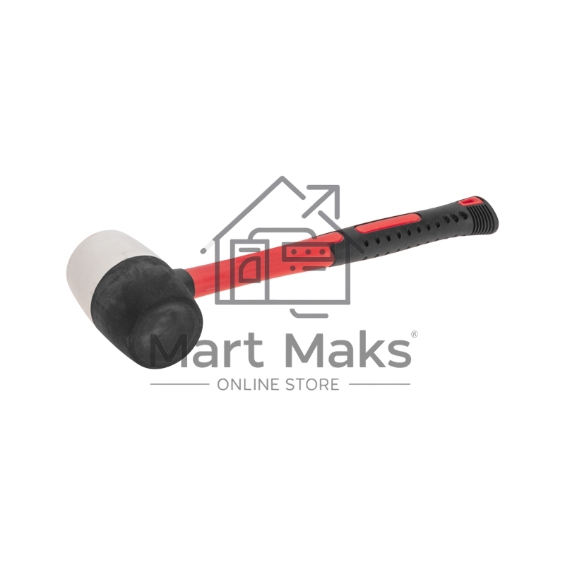 Киянка резиновая KRANZ 450 г, черно-белая резина, фибергласовая рукоятка