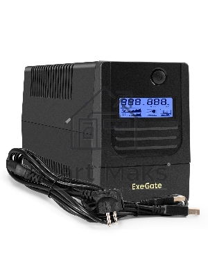 Источник бесперебойного питания ExeGate Smart LB-850.LCD.AVR.4C13.USB (850VA/510W, LCD, AVR, 4*C13, USB, батарея 12V 9Ah, черный)
