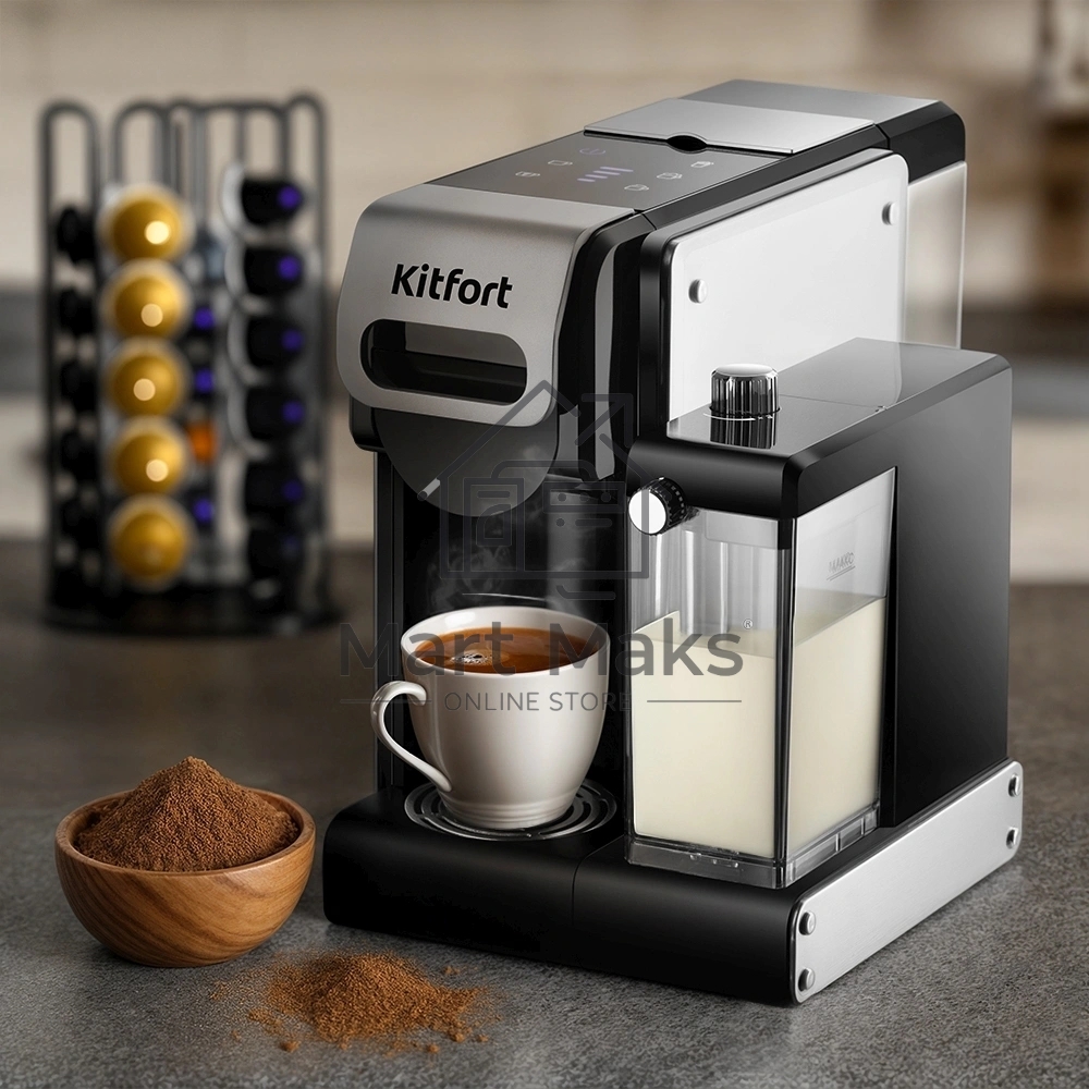 Кофемашина Kitfort КТ-7675 1460Вт фиолетовый/нержавеющая сталь