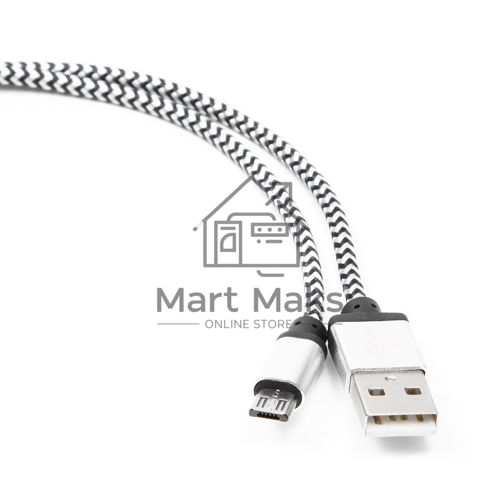 Кабель Gembird USB 2.0 Cablexpert CC-mUSB2sr1m, AM/microBM 5P, 1м, нейлоновая оплетка, алюминиевые разъемы, серебристый, пакет