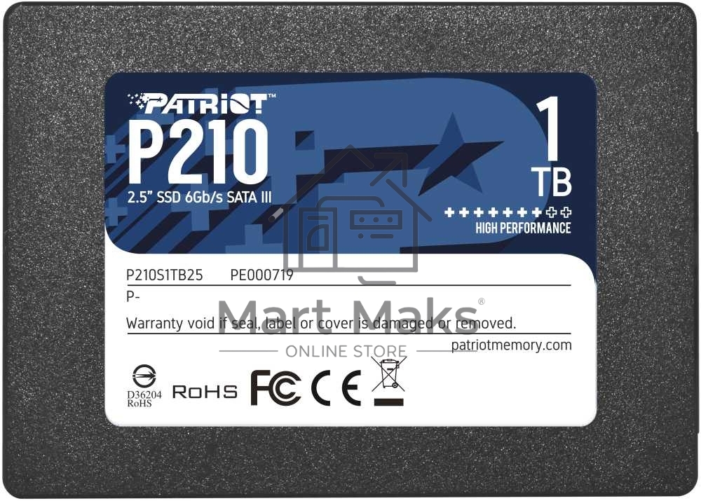 Накопитель SSD Patriot P210, 1TB, SATA III, 2.5