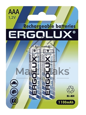 Аккумулятор Ergolux AAA-1100мА.ч Ni-Mh BL-2 NHAAA1100BL2 1.2В (блист.2шт)