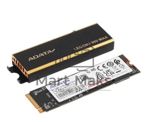 Накопитель SSD ADATA LEGEND 960 MAX, 4Tb, M.2 2280, PCIe 4.0 x4, NVMe, R/W 7400/6800, с радиатором
