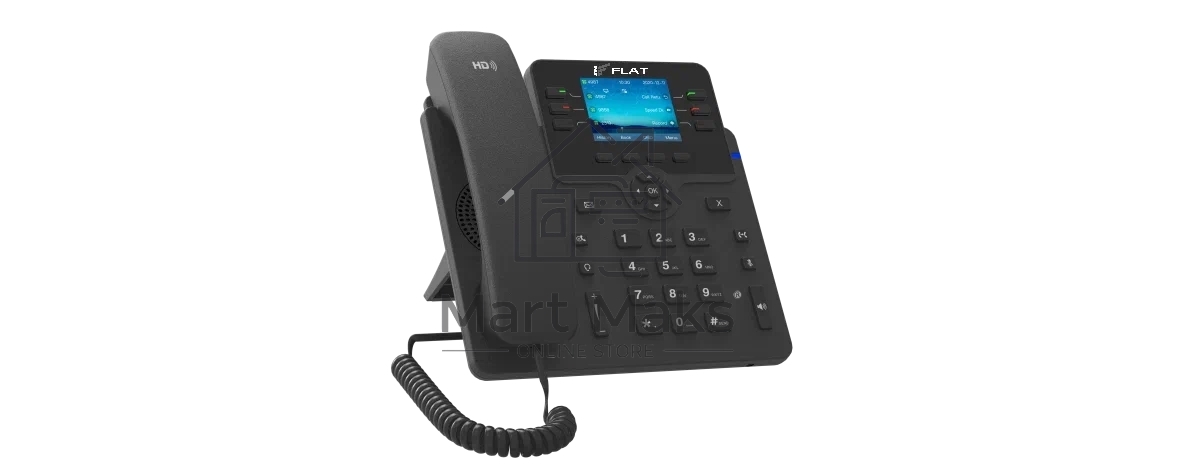 IP-телефон Flat-Phone B6: 6 SIP-аккаунтов, 2 порта 10/100/1000BASE-T (RJ-45), ЖК-дисплей, PoE