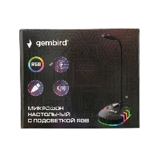 Микрофон настольный конденсаторный Gembird M-05RGB, подсветка RGB, черный