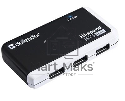 Разветвитель USB Defender QUADRO INFIX USB2.0 - 4 порта, скор. - до 480 Мбит/с, + кабель USB 2.0 A(M) - MiniB (M) - 1м.