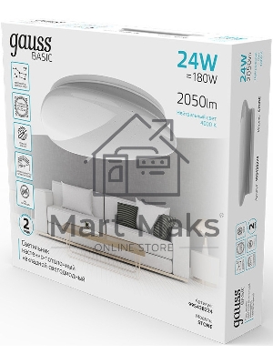 Светильник Gauss Basic Space Stone потолоч. 4000K цв.св.:белый белый (995438224)