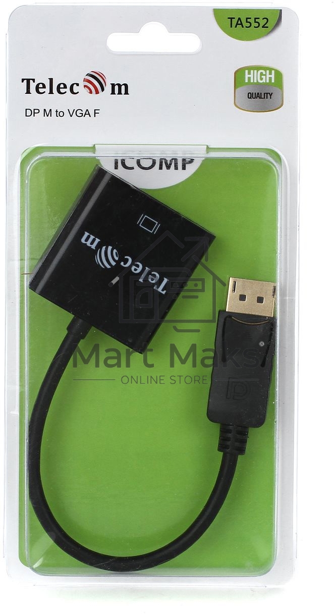 Кабель-переходник DP --> VGA-F 0,2m, Telecom (TA522)