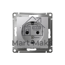 Механизм розетки 1-м СП AtlasDesign с заземл. защ. шторки 16А алюм. SchE ATN000345