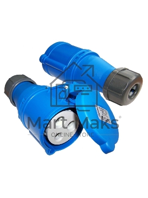 Вилка Lanmaster LAN-IEC-309-32A1P/F однофазная мама 32A 250V разборная синяя