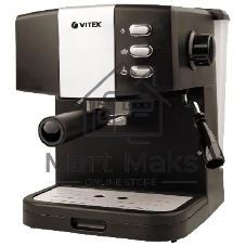 Кофеварка рожковая Vitek VT-1523(MC) черный/серебристый, исп. кофе - молотый, 1.5 л, 850 Вт, 15 Бар.
