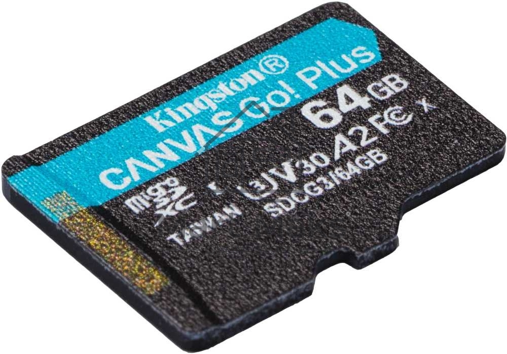 Флеш карта Kingston 64GB microSDXC Canvas Go Plus 170R A2 U3 V30 Single Pack w/o ADP EAN: 740617301175