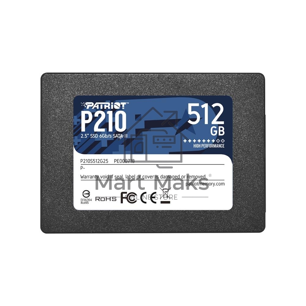 Накопитель SSD Patriot P210, 512GB, SATA III, 2.5
