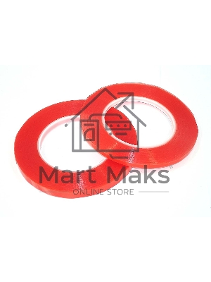 Скотч двусторонний прозрачный 3M с красной защитной лентой ширина 2мм 25м