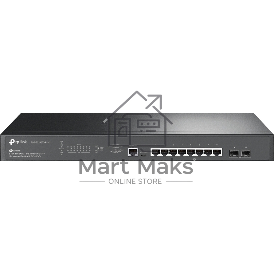 Управляемый коммутатор TP-Link SG3210XHP-M2 JetStream уровня 2+ с 8 портами PoE+ 2,5 Гбит/с и 2 портами SFP+