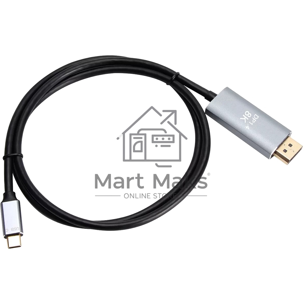Кабель-адаптер VCOM USB Type-Cm --> DP1.4v (m) 8K@60Hz, 1.8m, Alum Shell
